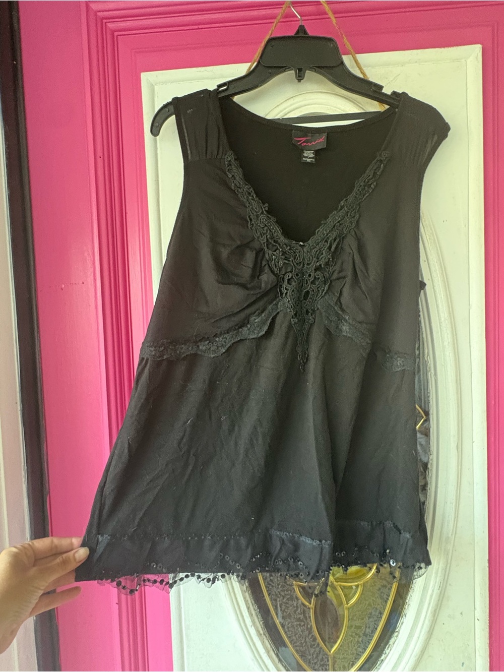 Black Lace-Trim Tank Top by torrid